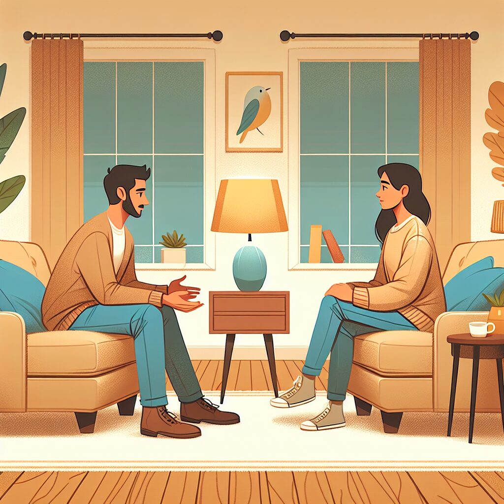 چرا رابطه عاطفی شما بعد از 3 سال تغییر می کند؟ تصویر دو نفر که در یک فضای آرام و دوستانه با یکدیگر صحبت میکنند