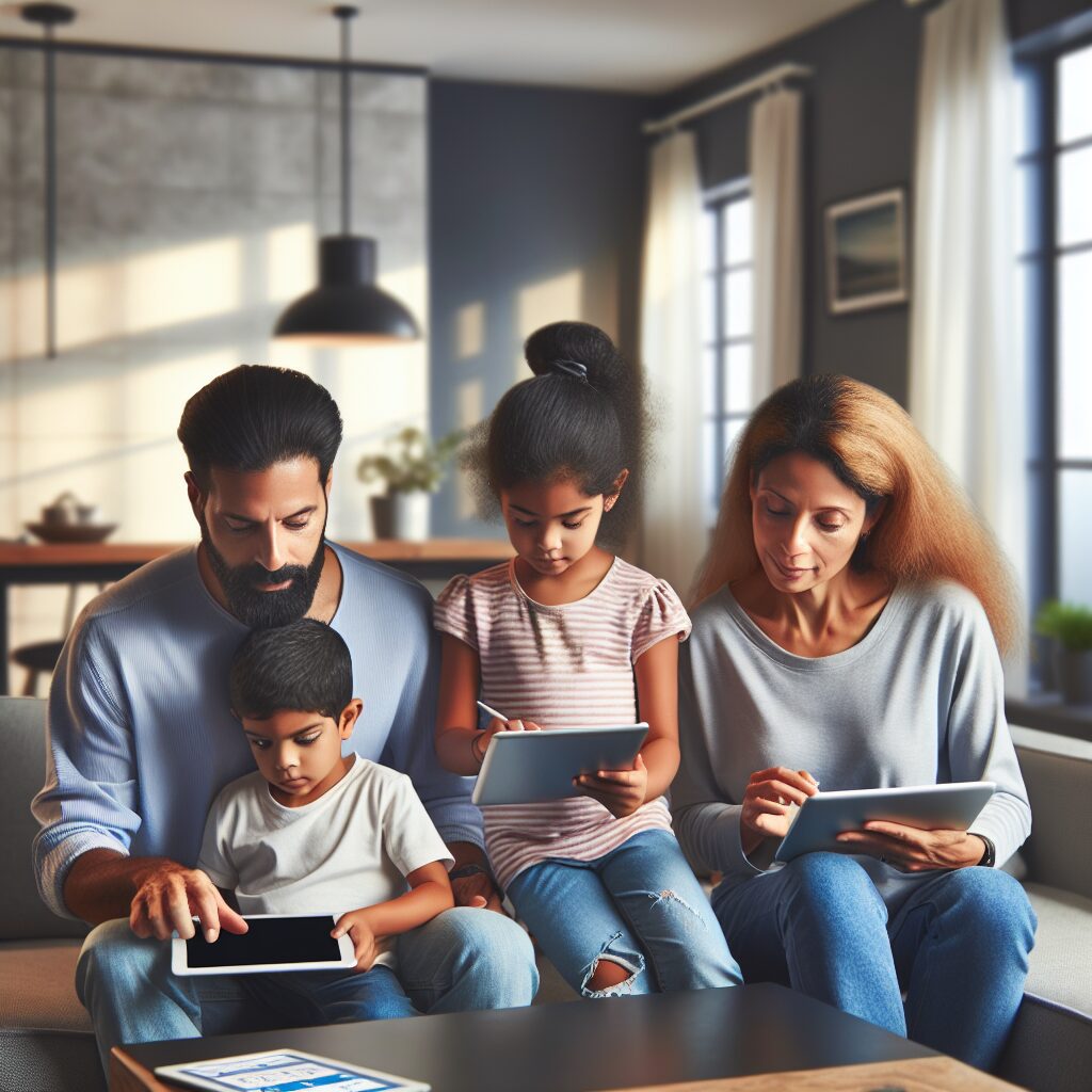 چالشها و راهکارهای تربیت فرزندان در آپارتمان یک خانواده در آپارتمان با ابزارهای دیجیتال مختلف