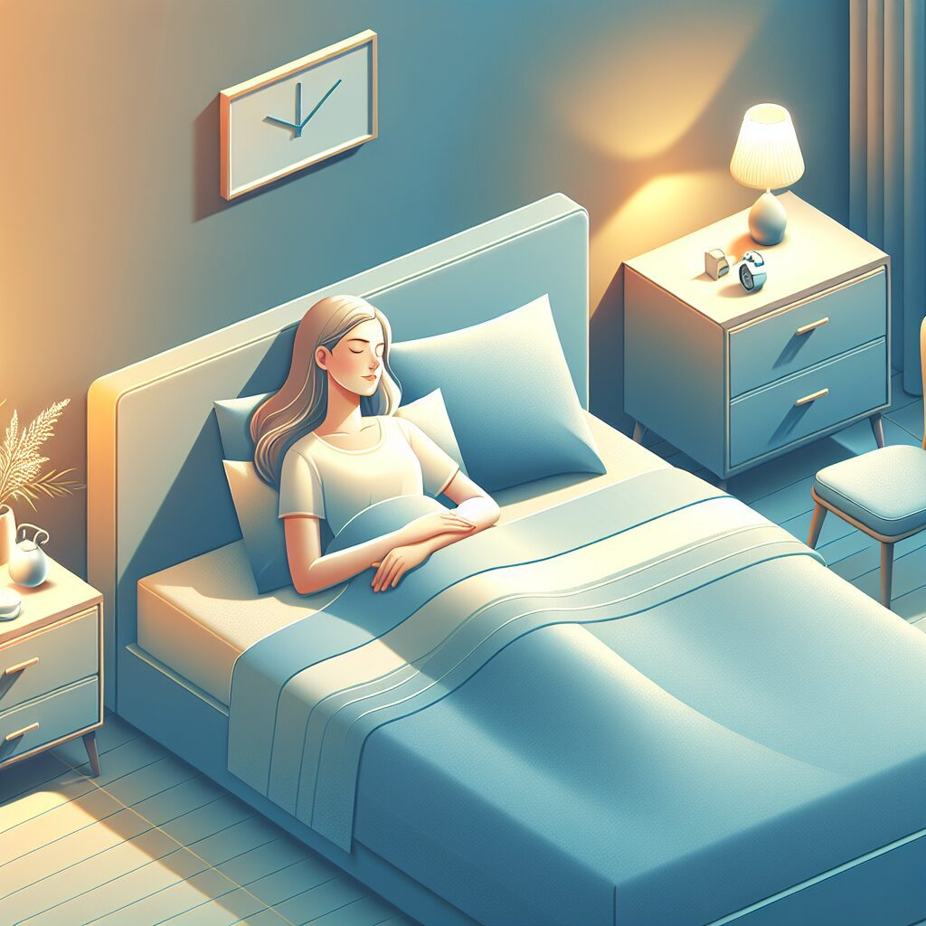 تأثیر ADHD و خواب بر کیفیت زندگی بزرگسالان یک تصویر آرامشبخش از فردی در حال خوابیدن در اتاق خواب آرام و دنج، نشاندهنده فواید خواب کافی.