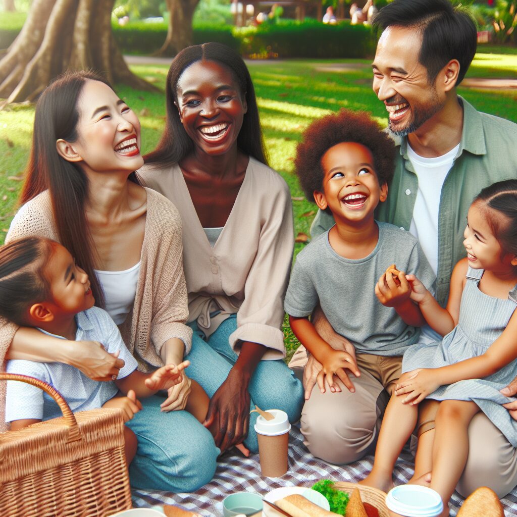 روشهای تربیت فرزندان بدون تنبیه تصویری از خانوادهای در حال گذراندن وقت شاد و آرام با کودکان