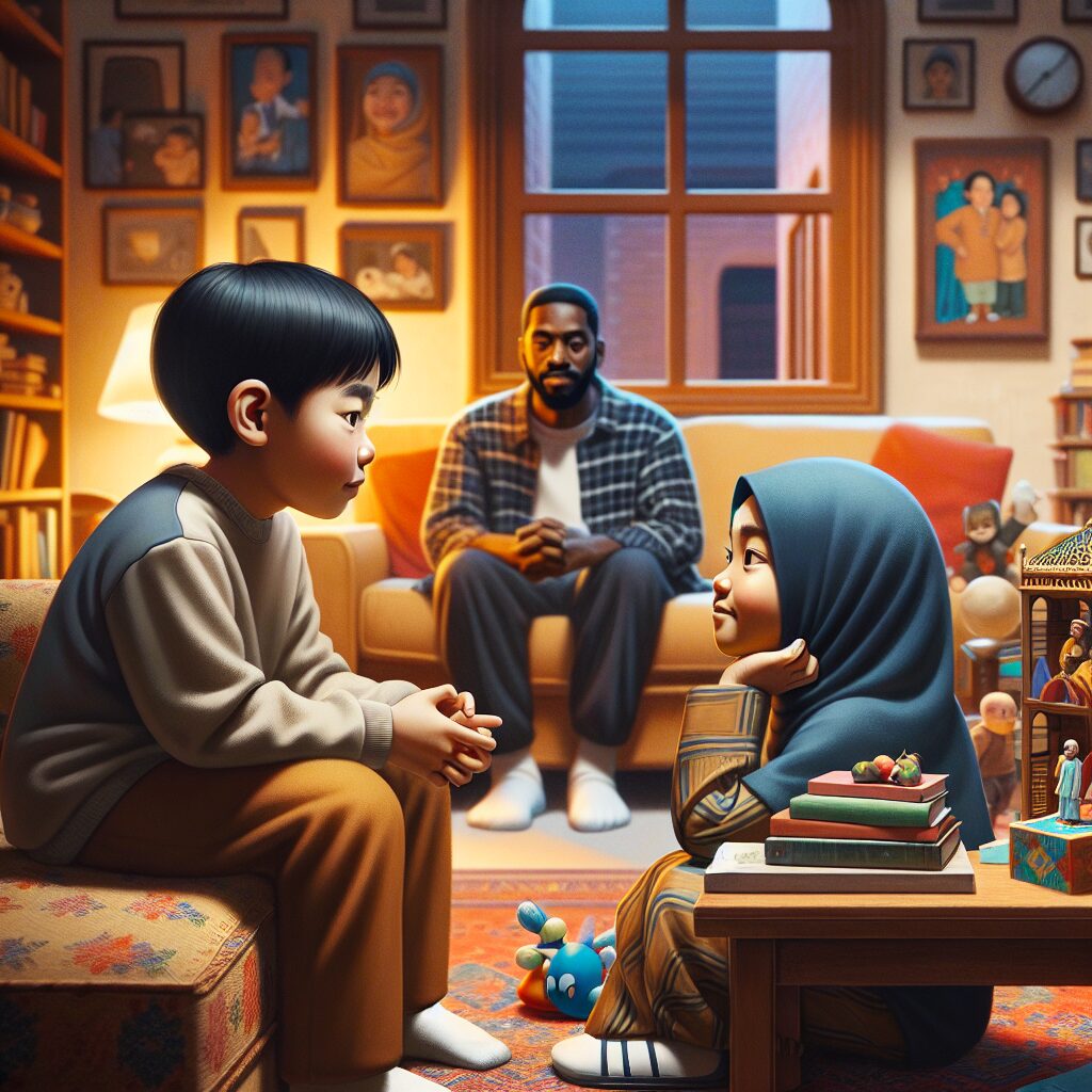 مدیریت حسادت خواهر و برادرها در خانواده تصویری از کودکانی که به یکدیگر نگاه حسودانه میکنند در یک محیط خانوادگی.