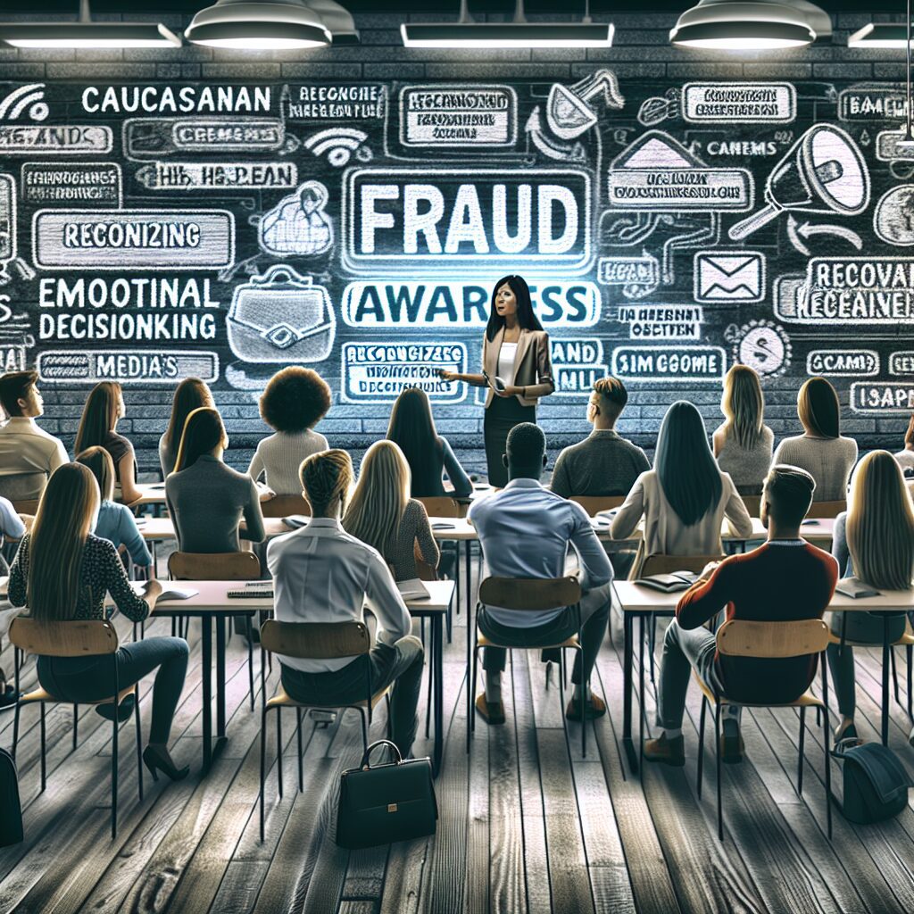 نقش جذابیت در کلاهبرداری و اعتمادسازی یک تصویر مفهومی از افراد در حال یادگیری در یک کلاس، که نمایانگر آموزش و آگاهیبخشی درباره کلاهبرداری است.