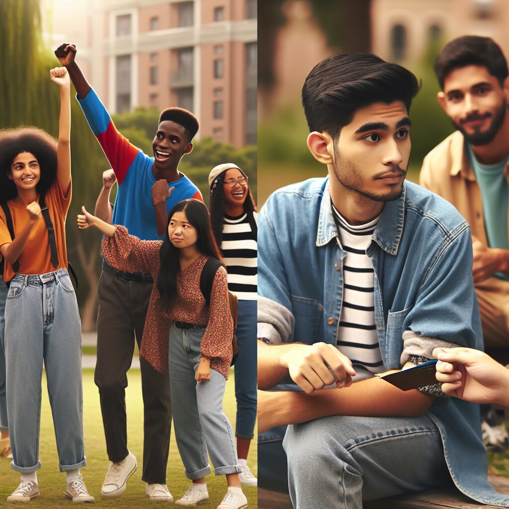 استراتژیهای موثر برای کاهش فشار همسالان تصویر گروهی از نوجوانان با رفتارهای مختلف تحت تأثیر فشار همسالان