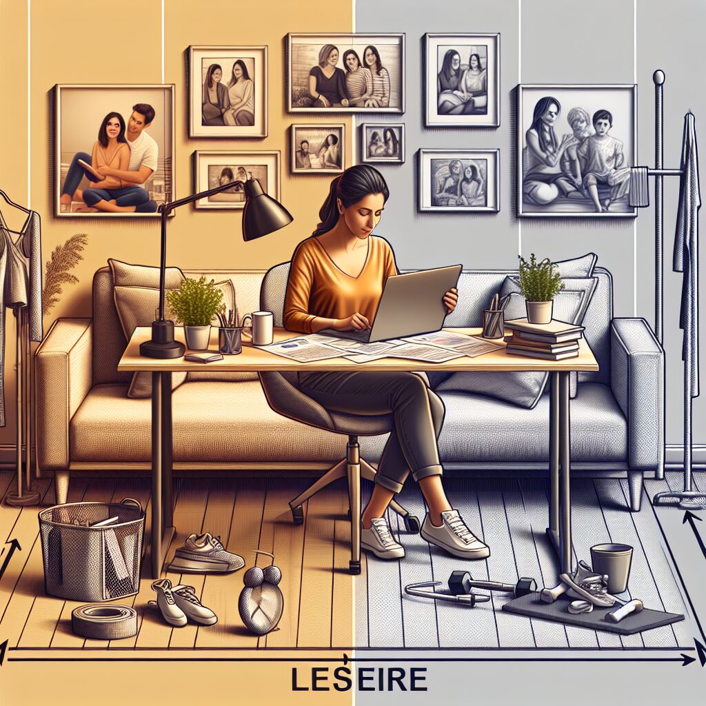 تاثیرات روانی و چالشهای کار از خانه تصویری از شخصی که در حال کار از خانه است و همزمان به فعالیتهای تفریحی و اجتماعی توجه دارد.