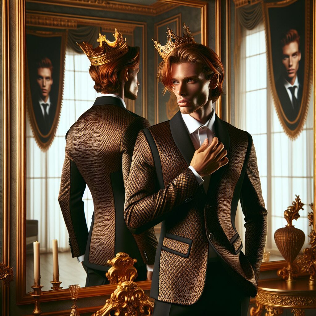 نقش اعتیاد به تحسین در خودشیفتگی و سوءاستفاده تصویر گرافیکی از فردی با تاج طلا و آینه در حال تحسین خود