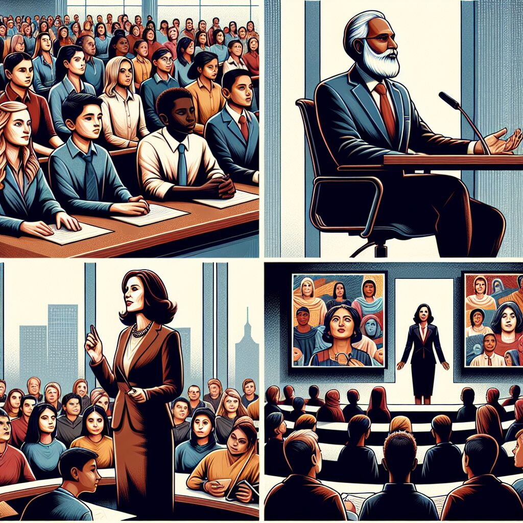 کاربردهای اصل اقتدار در جامعه تصویری از کاربردهای اصل اقتدار در جامعه، با تأکید بر محیطهای آموزشی، کاری، و تبلیغاتی.