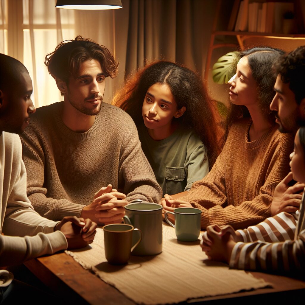 روشهای حمایت خانواده در درمان اعتیاد های رفتاری تصویری از یک خانواده که در حال گفتگوی حمایتی و همبستگی هستند