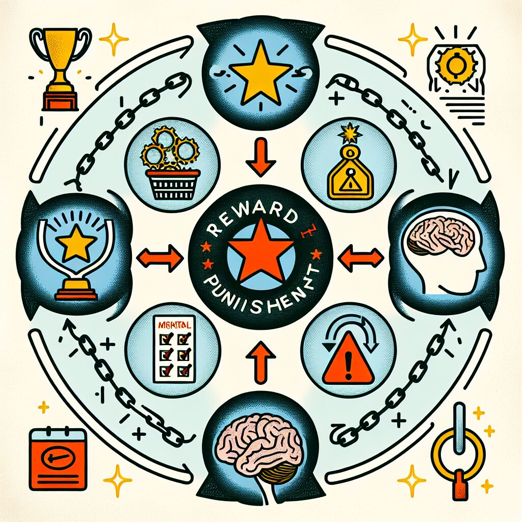 مقابله با وابستگی روانی در چرخه پاداش و تنبیه یک نمودار چرخه پاداش و تنبیه با علائم و فلشها