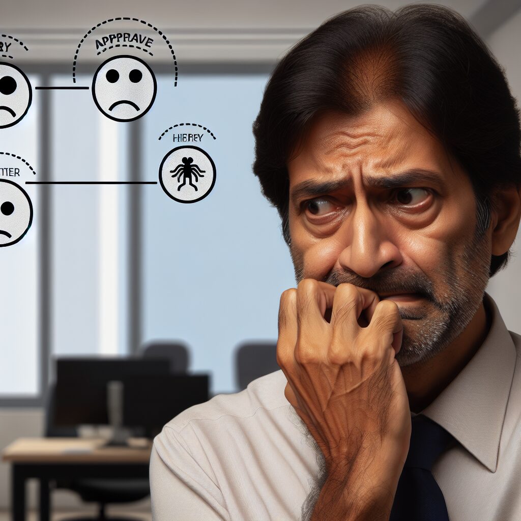 اضطراب تایید: شناخت و مدیریت پیامدها تصویری از فردی دچار اضطراب تایید با نشانههای رفتاری، عاطفی و جسمانی