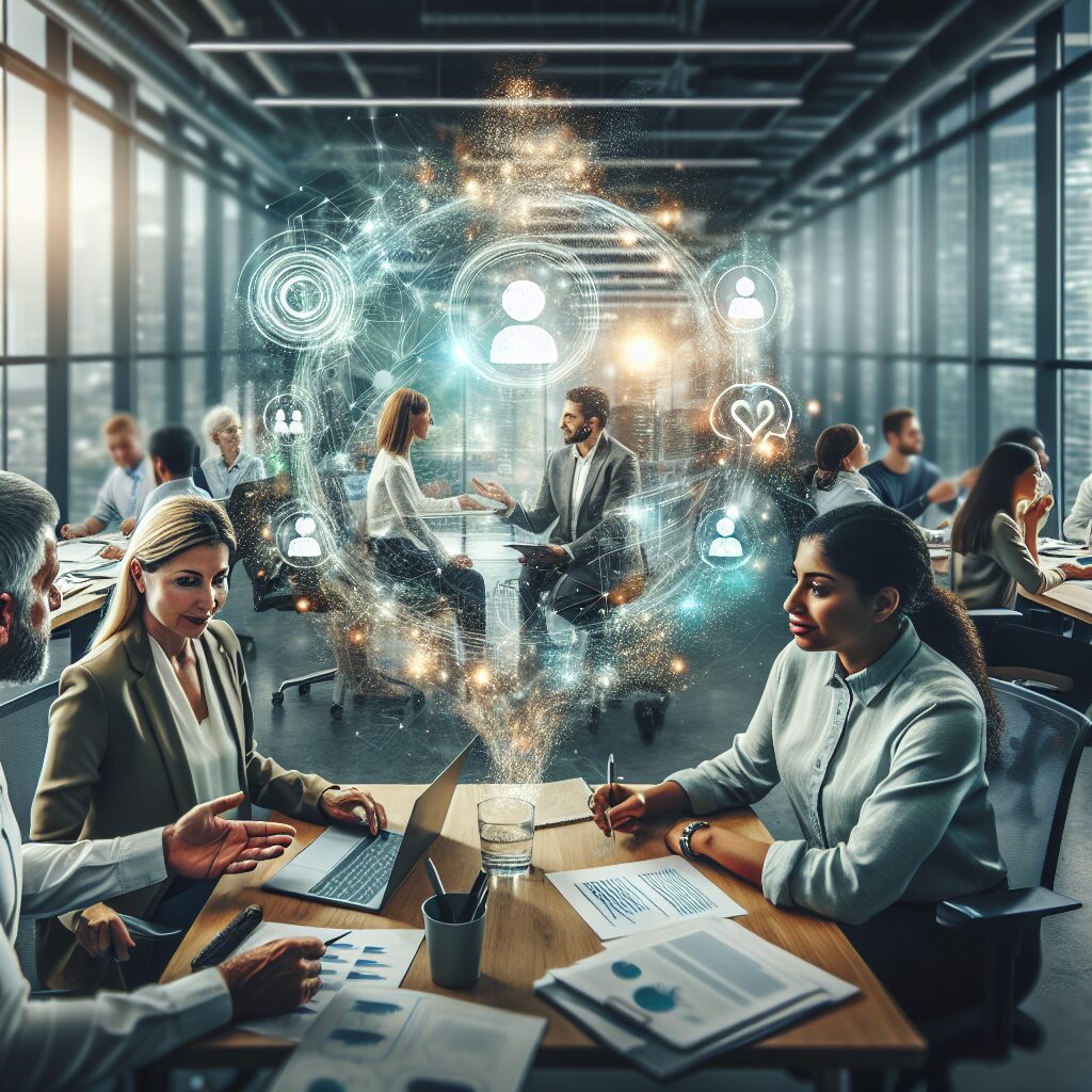 راهکارهای سازمانی برای کاهش ترس از بیکاری تصویری از محیط کاری که شفافیت و حمایت کارکنان را نشان میدهد