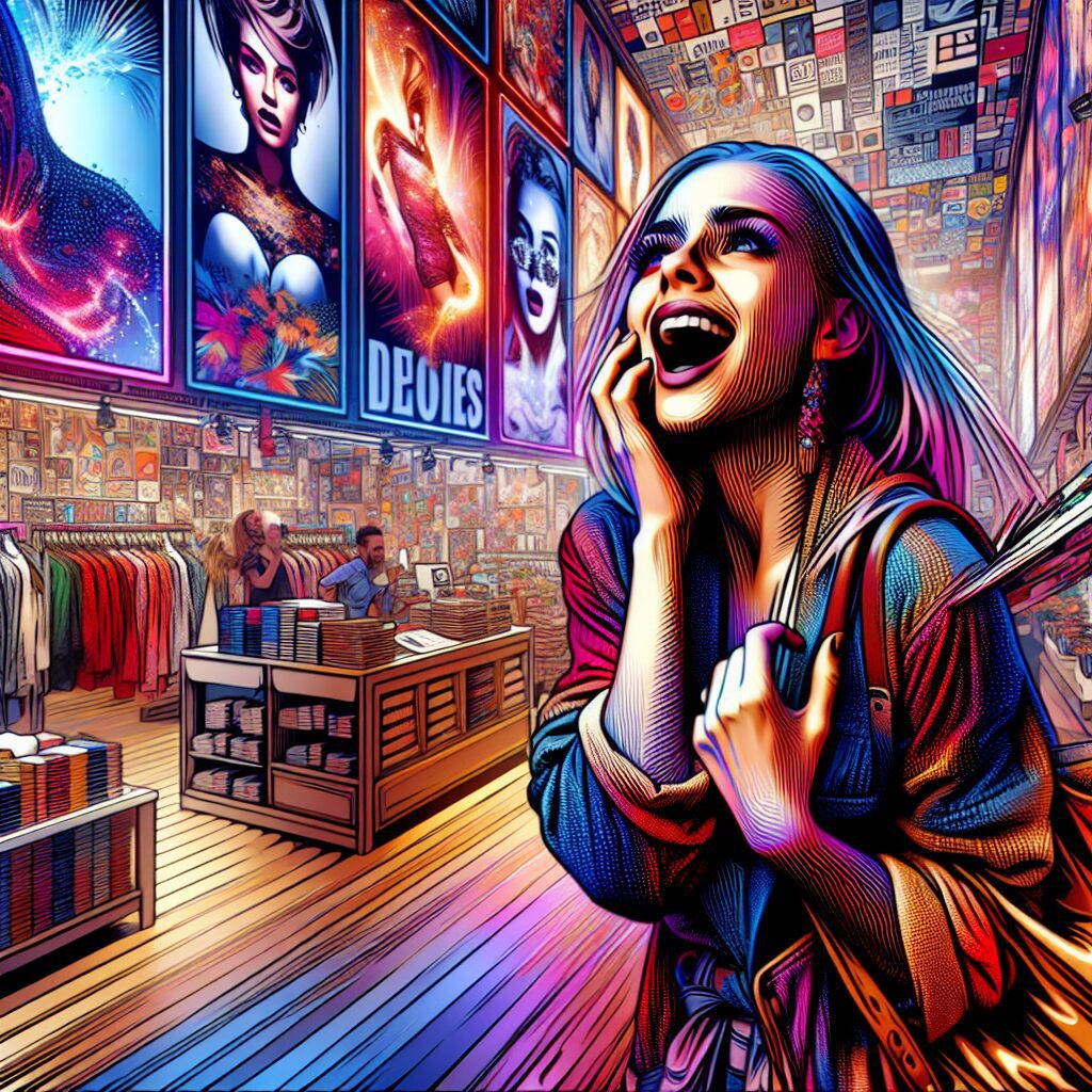 تأثیرات و راهکارهای تبلیغات هیجانی تبلیغات هیجانی با تصویری از فردی که در حال خرید احساسی در یک فروشگاه شلوغ است.