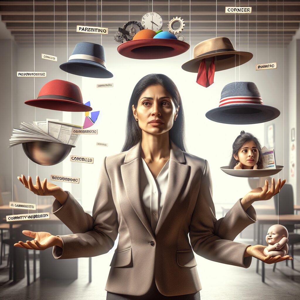 اضطراب نقشهای متضاد: تعریف، علل و راهکارها تصویر مفاهیم اضطراب نقشهای متضاد، شامل عناصر نمادین نقشهای مختلف.