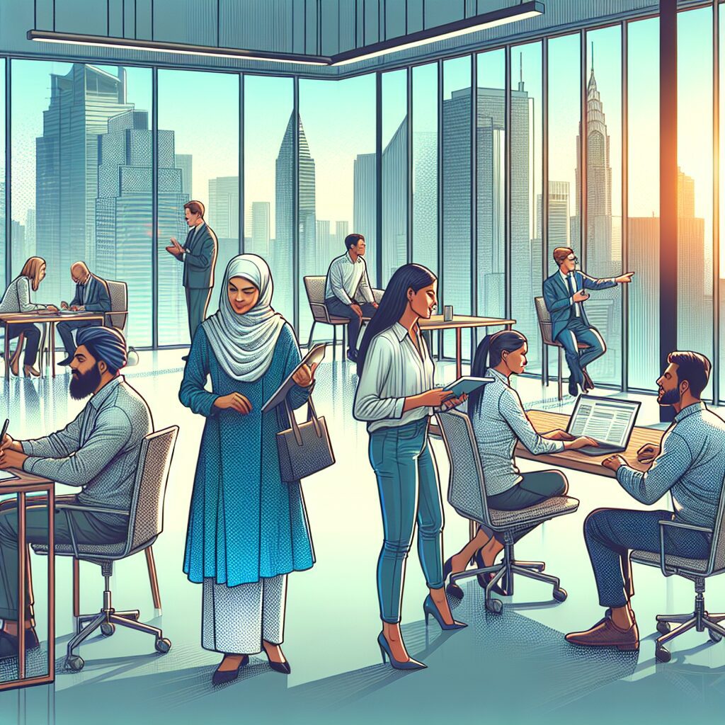 شناخت و مدیریت حسادت در محیط کار در ایران تصویری از گروهی از افراد در یک محیط کاری شفاف و منصفانه که در حال همکاری هستند