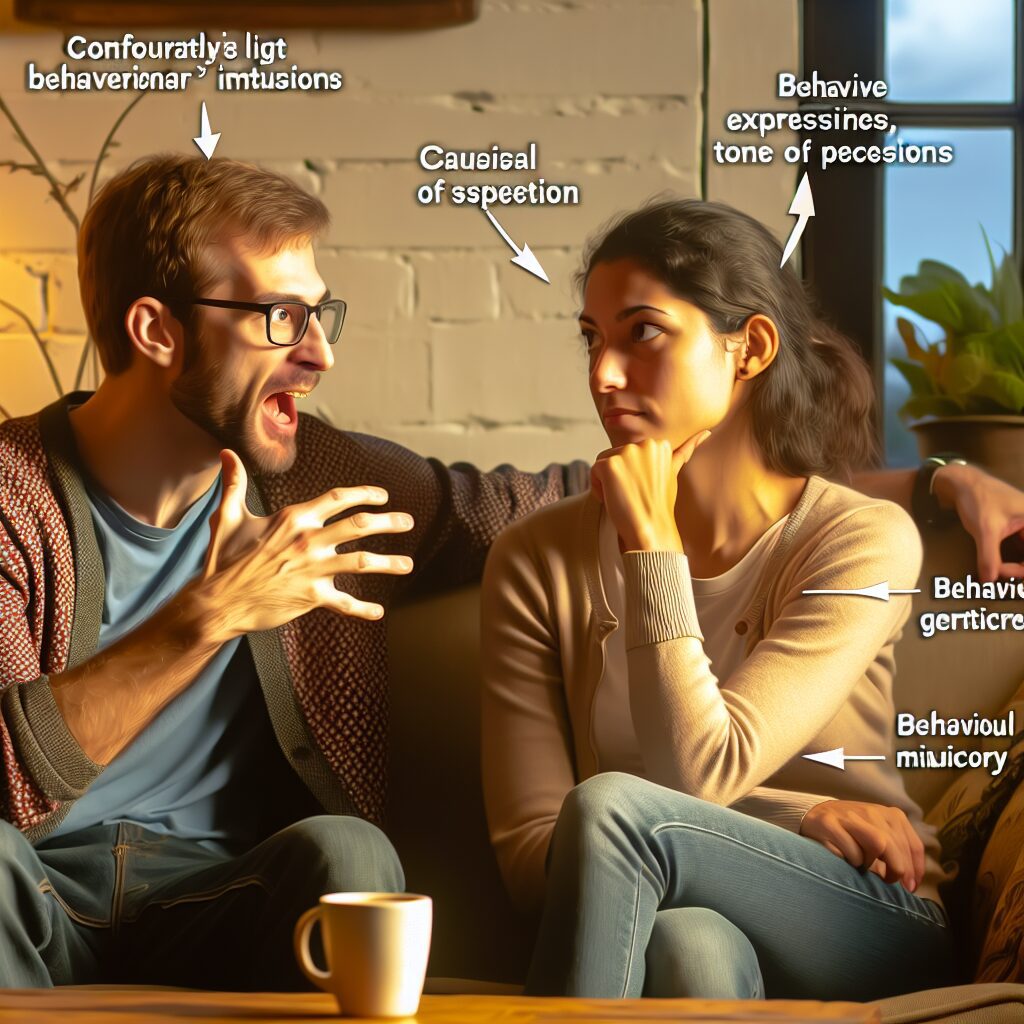 تقلید رفتار: تعریف، اهمیت و کاربردها شخصی در حال تقلید حرکات، لحن و حالات چهره شخص دیگر