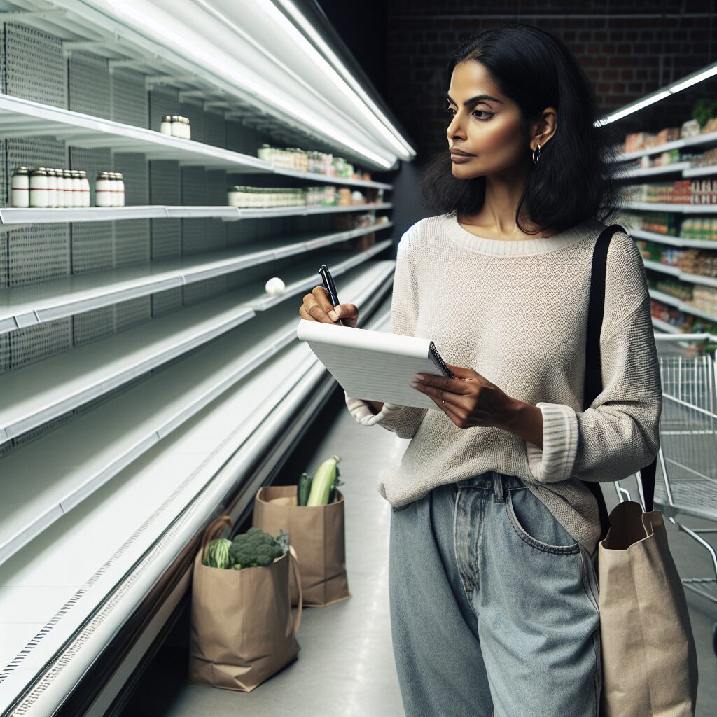 راهنمایی برای مقابله با اصل کمبود در خرید تصویر از یک خریدار که راهکارهای مقابله با تاکتیکهای کمبود و مدیریت فشارهای اجتماعی را میآموزد.