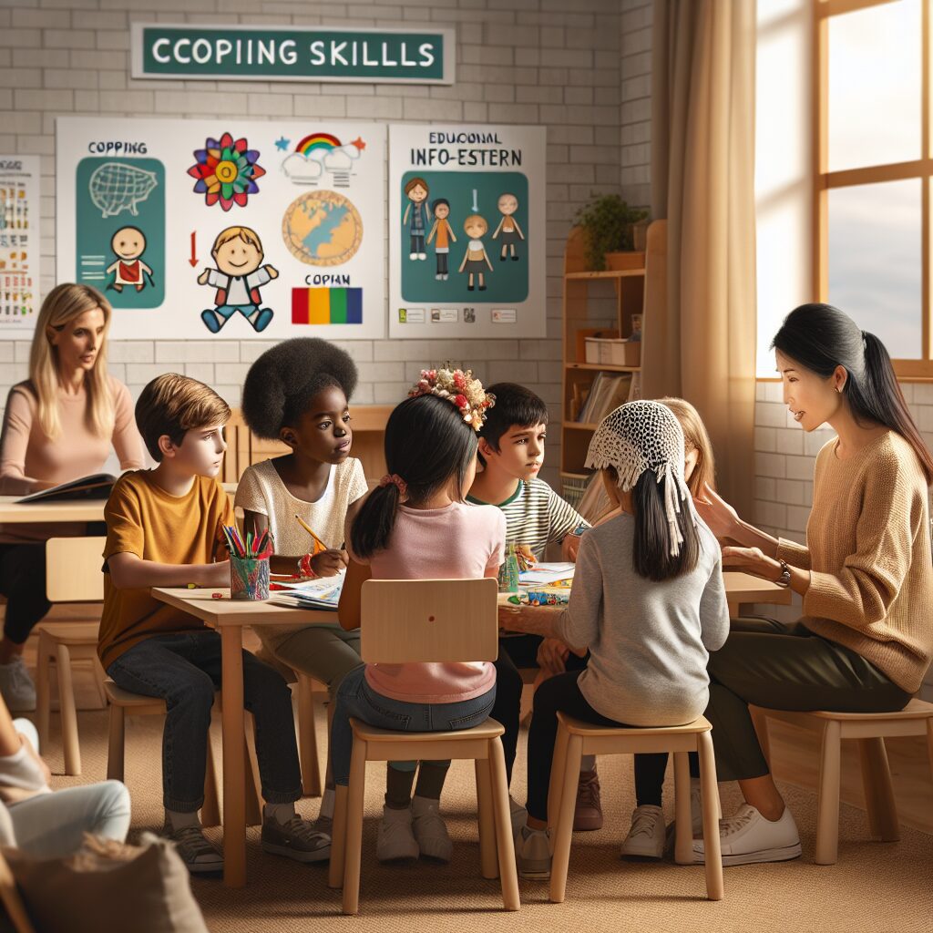 تأثیر خاطرات کودکی بر روانشناسی و روابط بین فردی تصویری از کودکان در حال یادگیری مهارتهای مقابلهای با یک معلم در فضای حمایتی