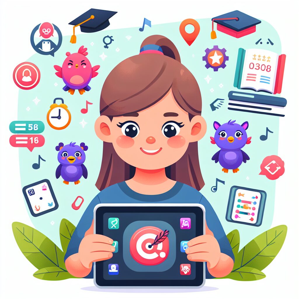 نقش کلیدی والدین در سلامت روان کودکان در فضای مجازی نقش بازیهای آنلاین بر سلامت روان کودکان، تصویر کودکی در حال بازی با تبلت با موجودات کارتونی و محیط بازی زنده و رنگارنگ