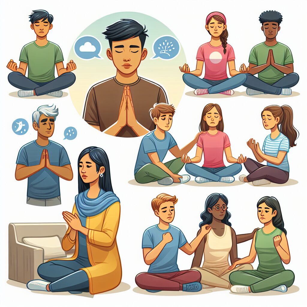 درک و مدیریت اضطراب اجتماعی نوجوانان تصویری از نوجوانانی که درحال انجام تکنیکهای آرامسازی برای کاهش اضطراب اجتماعی هستند.