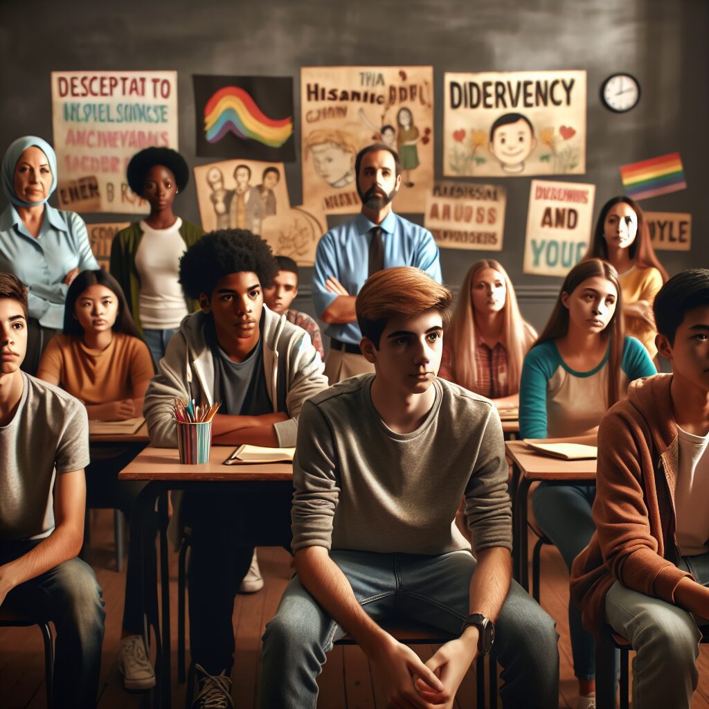 درک و مدیریت اضطراب اجتماعی نوجوانان تصویری از گروهی از نوجوانان در یک کلاس آموزشی با معلم و والدین، جوی حمایتی را تجربه میکنند