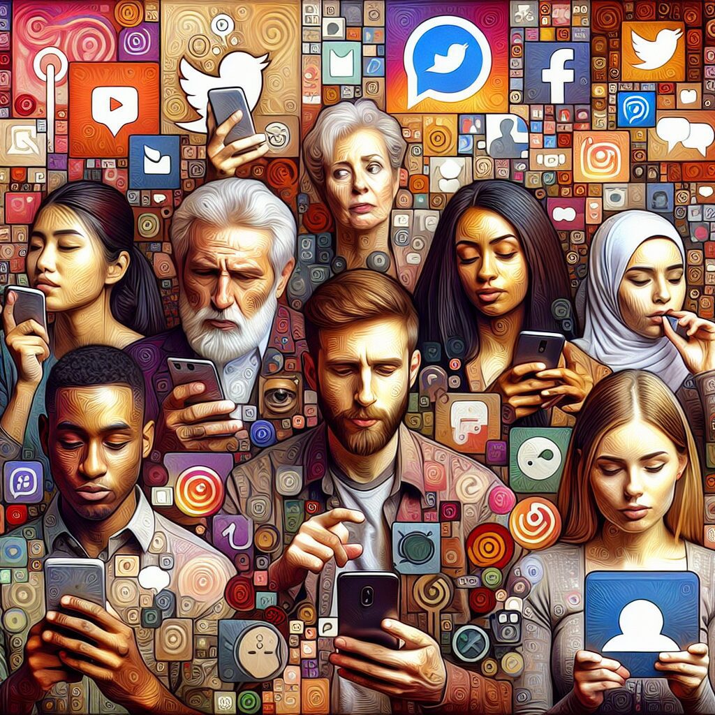 مقایسه در شبکههای اجتماعی و تاثیرات آن تصویری از افراد در حال استفاده از شبکههای اجتماعی، که با یکدیگر مقایسه میشوند