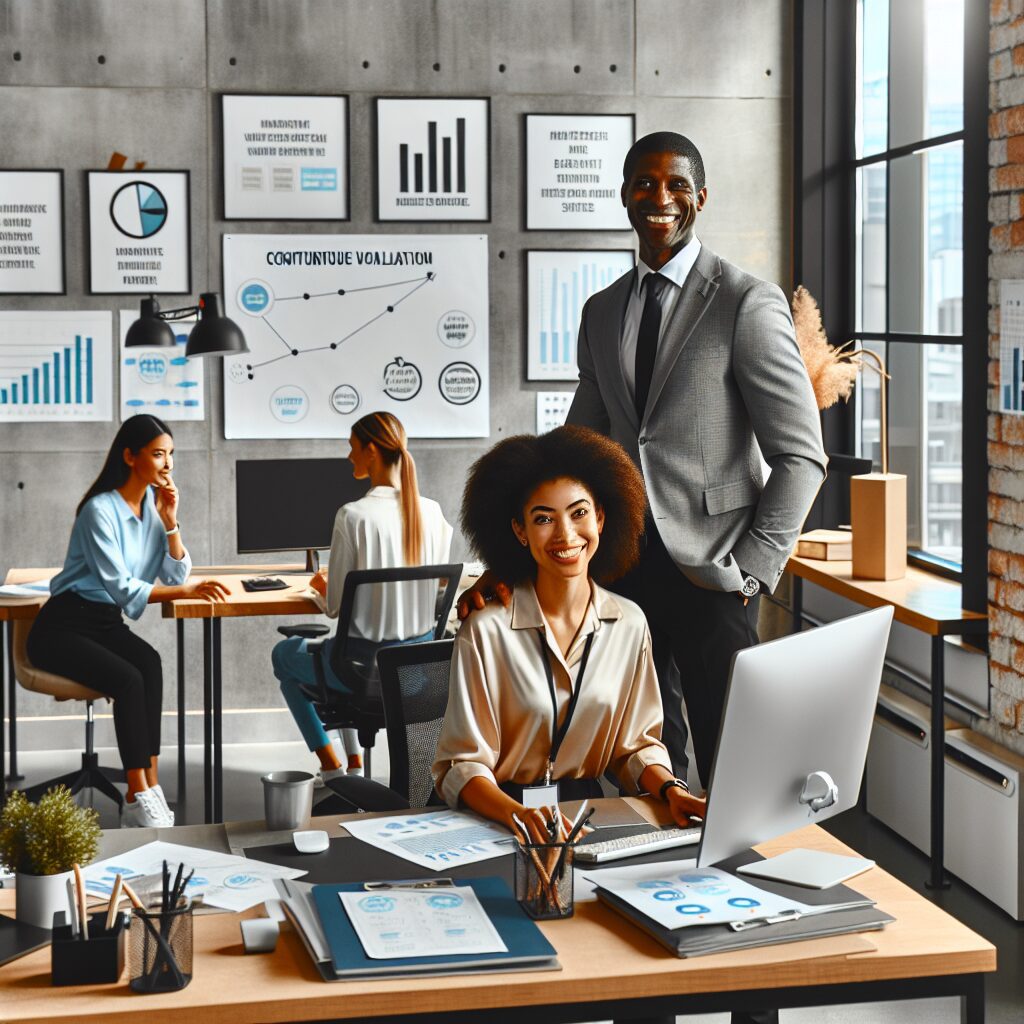 رضایت شغلی: اهمیت، چالشها و راهکارها تصویری از یک محیط کاری شاد و مثبت با مدیریت مؤثر