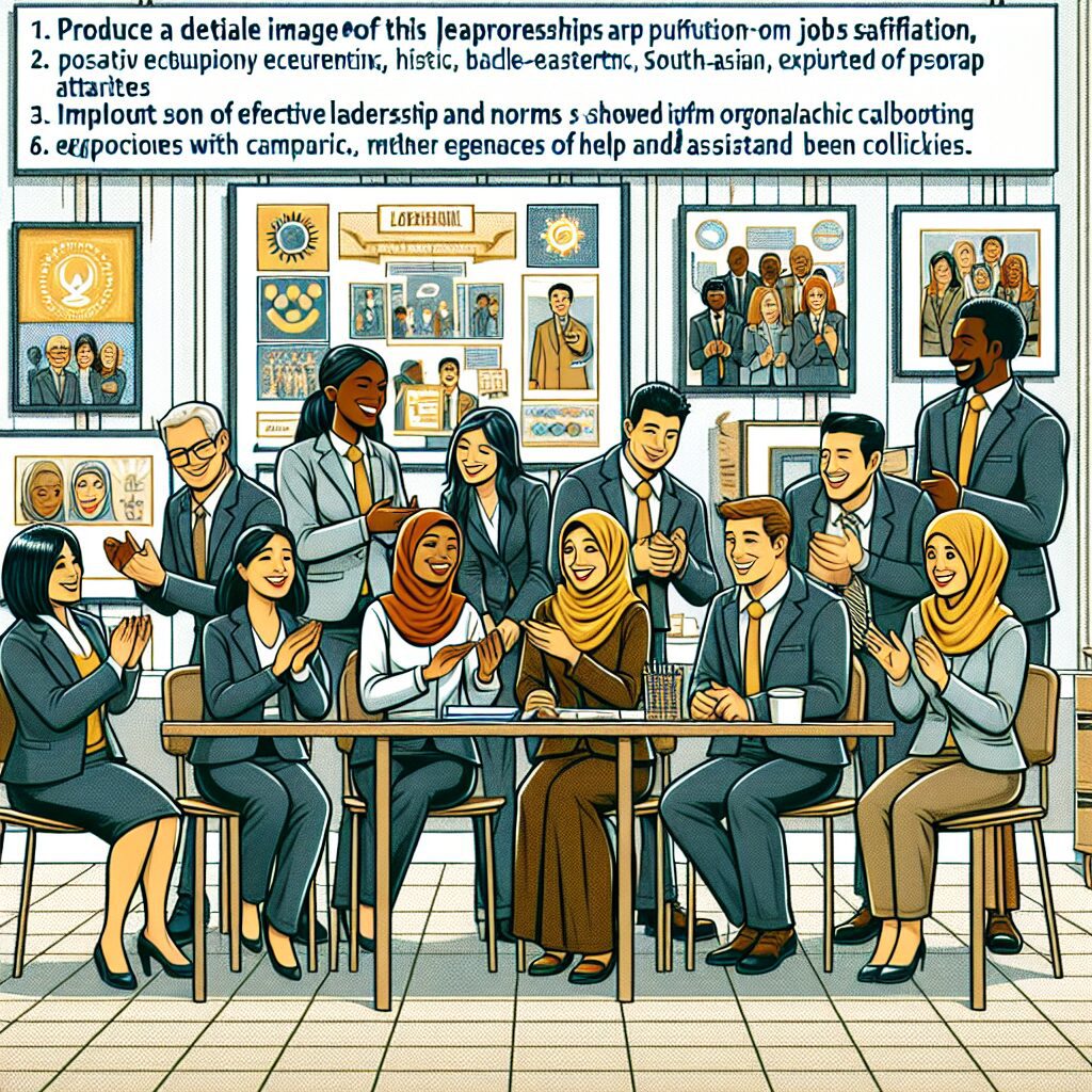 رضایت شغلی: اهمیت، چالشها و راهکارها تصویری از محیط کاری که ارزشها و هنجارهای سازمانی را نشان میدهد، با تمرکز بر تنوع و شمول و تأثیر مثبت رهبری سازمانی بر رضایت شغلی.