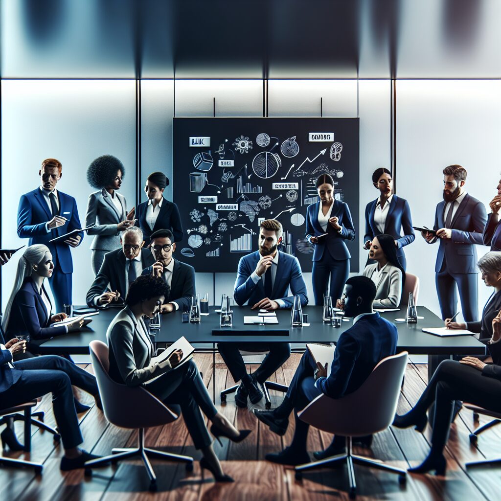 مدیریت تعارضها در روابط با افراد مبتلا به ADHD تصویر استراتژیهای مدیریت تعارض با افراد در حال گوش دادن و بحث کردن در یک اتاق کنفرانس