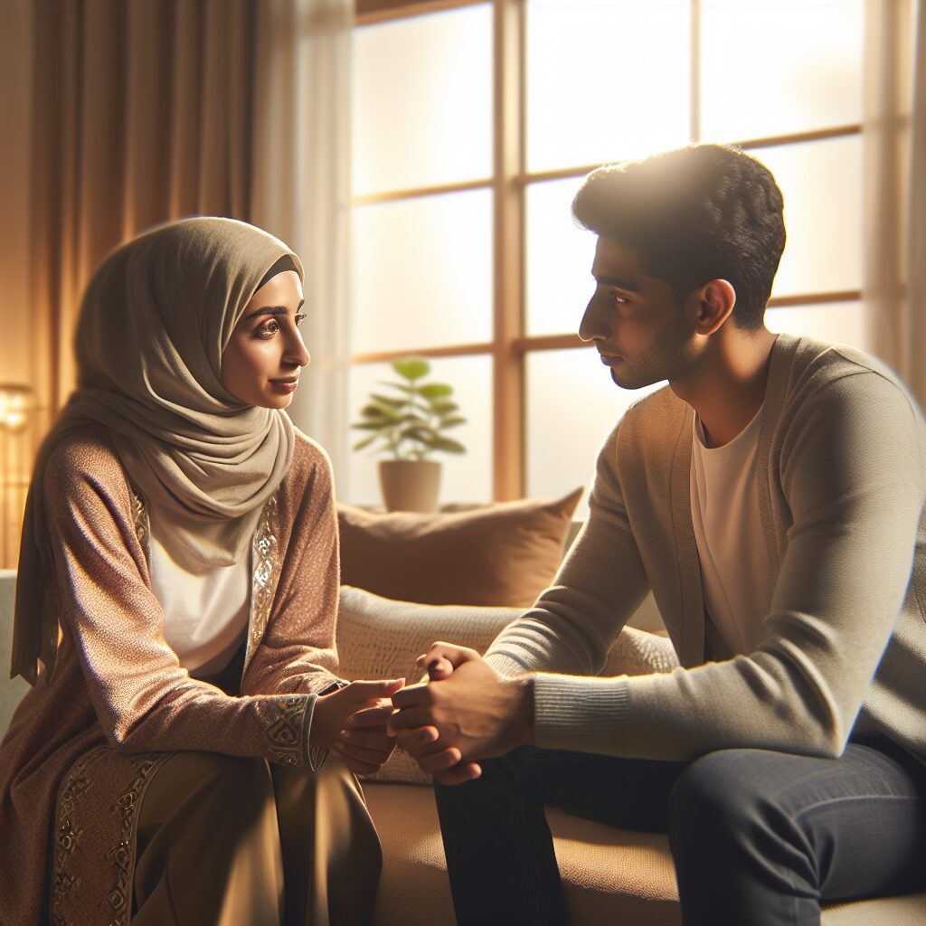 راهکارهای همدلی با ADHD در روابط انسانی تصویری از دو نفر در حال گفتگو، نمایانگر همدلی و صبر در روابط