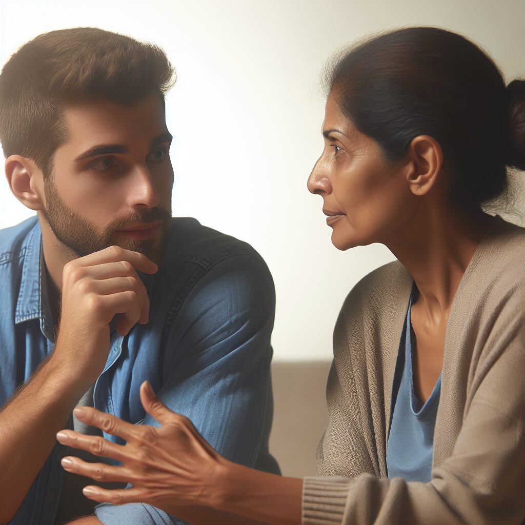 شناخت و پیشگیری از سوءاستفاده از همدلی تصویری از دو نفر که به هم گوش میدهند و احساس همدلی کرده به یکدیگر