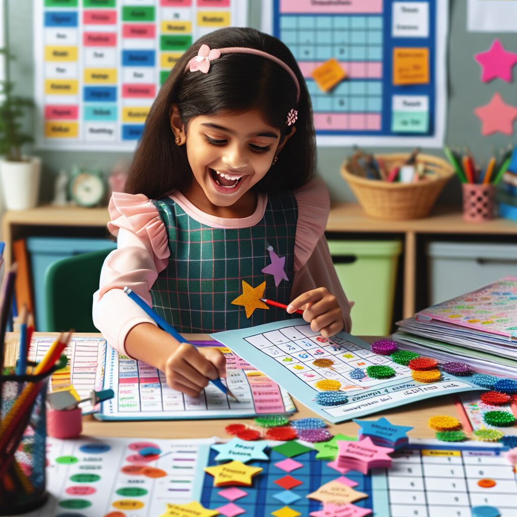 استفاده از انرژی اختلال نقص توجه و بیشفعالی (ADHD) در کودکان: راهکارها و پشتیبانیها کودکی با انرژی و نشاط بالا در حال استفاده از تکنیکهای سازماندهی مانند جدولهای زمانی و تنظیم اهداف در محیطی آموزشی و ساختارمند