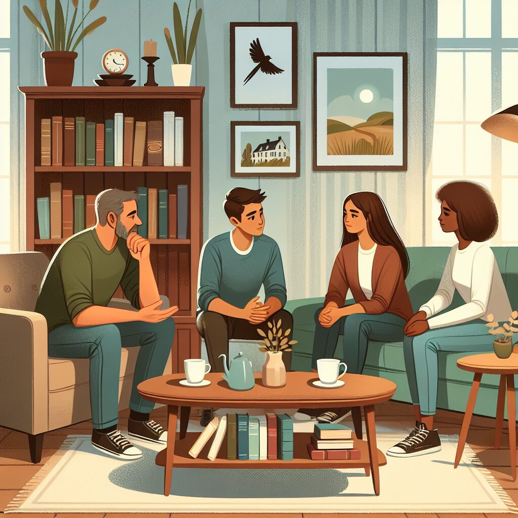 چالشهای اعتماد بین والدین و نوجوانان تصویری از والدین که با نوجوانان خود در حال گفتوگو درباره بحرانهای اعتماد هستند