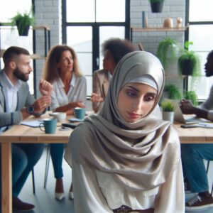 تصویری از فردی که حس نادیده گرفته شدن را تجربه میکند، در محیطی اجتماعی با مردم در حال تعامل.