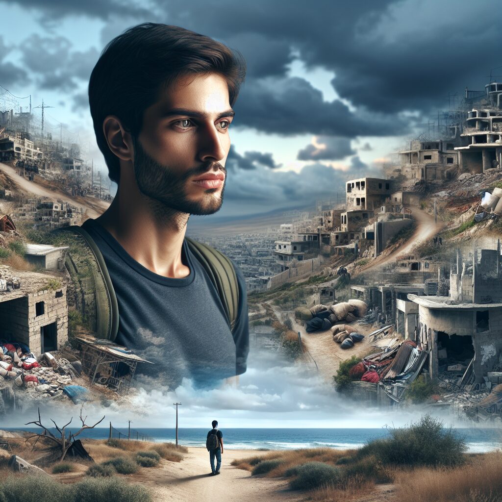 نقش هنر و جامعه در کاهش احساس انزوا در جنگ تصویری از فردی تنها در یک منطقه جنگی، با لحاظ کردن احساس انزوا و جدایی.