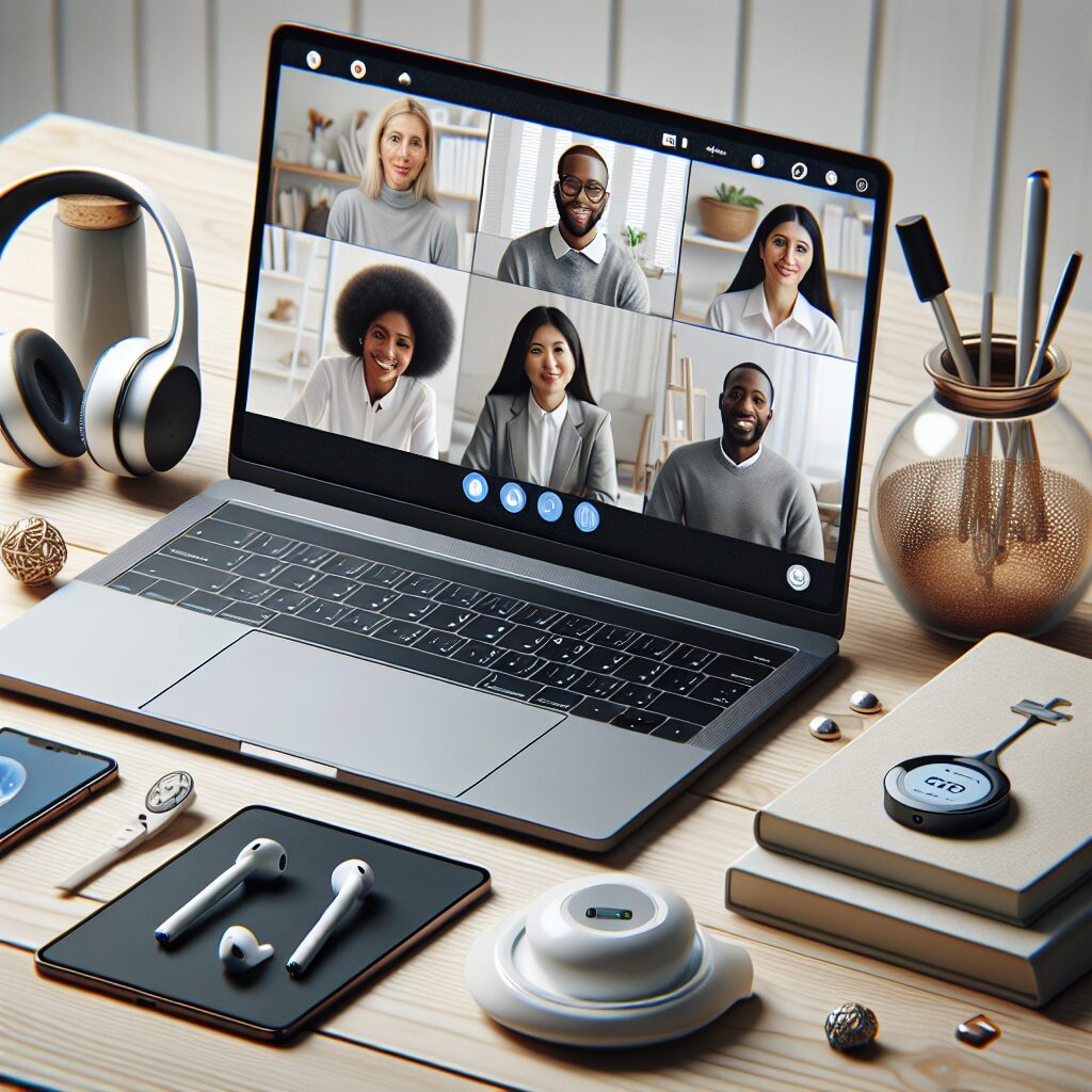 نوآوریها و چالشهای روانشناسی و روانپزشکی آنلاین تصویری از یک لپتاپ که تعدادی افراد در حال ویدئوکنفرانس برای خدمات روانشناسی و روانپزشکی آنلاین هستند.