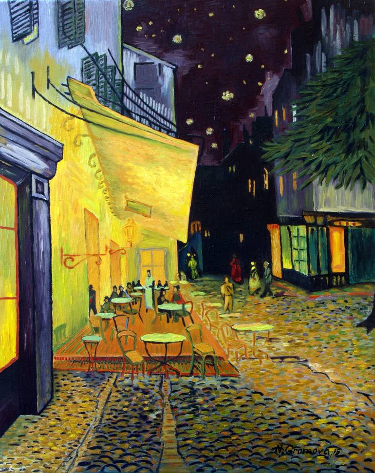 Van Gogh. Cafe Terrace at Night Painting by Natallia Gromova ...
