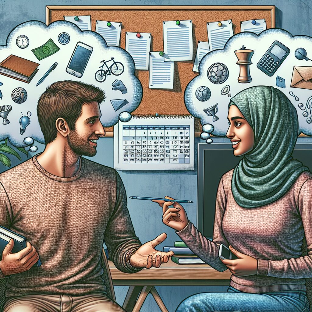 تصویر یک زوج با یک طرح ذهنی از ADHD که نشان دهنده همدلی و توجه به نیازهای خاص است.