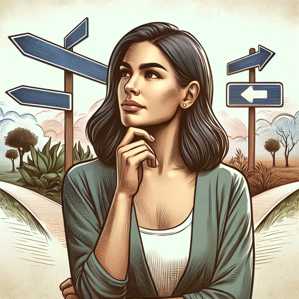 تصویر یک فرد در حال تصمیم‌گیری با پیچیدگی‌های فکری و احساسی