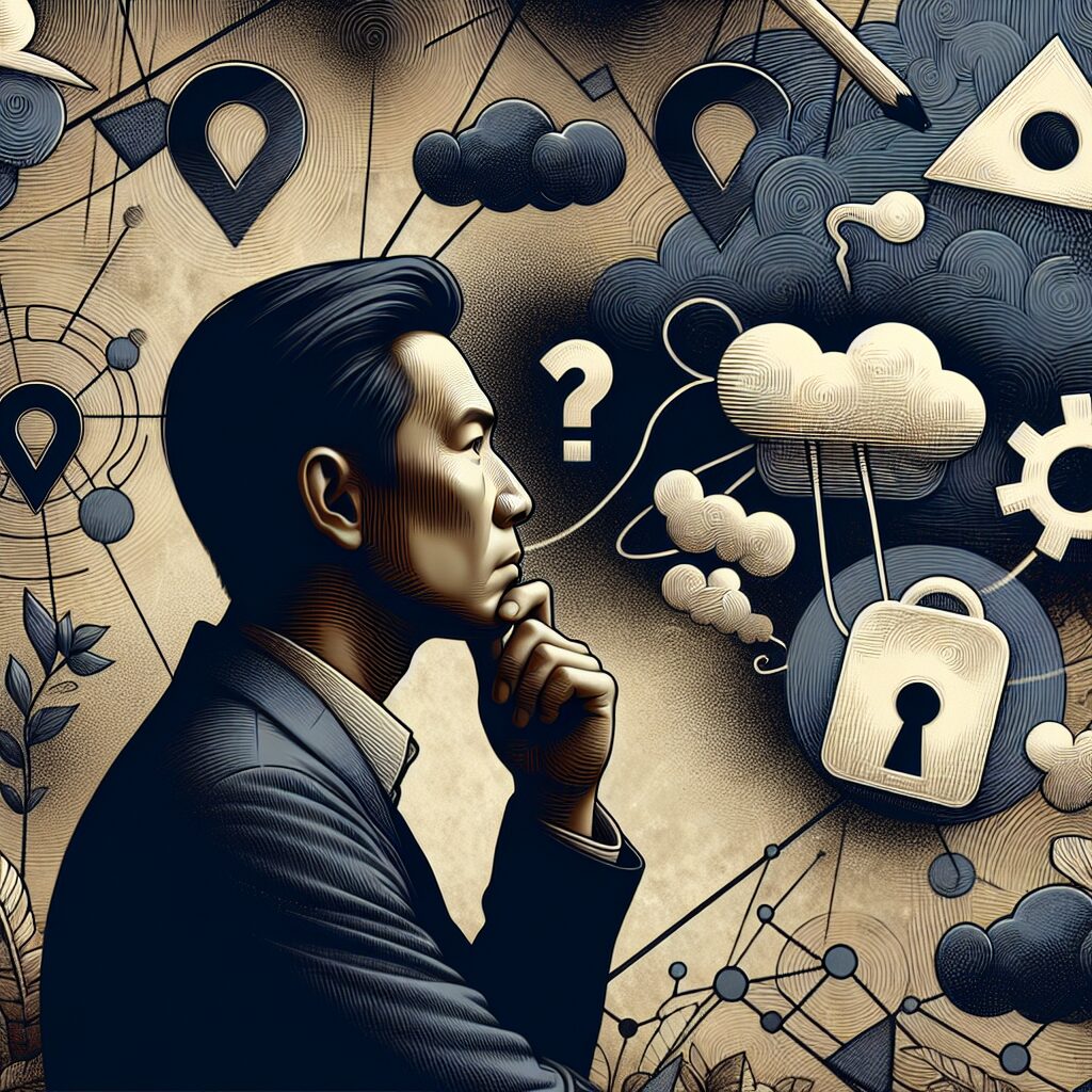 تصویر فرآیند القای ترس در کلاهبرداری با نمایش یک مرد با چهره متفکر