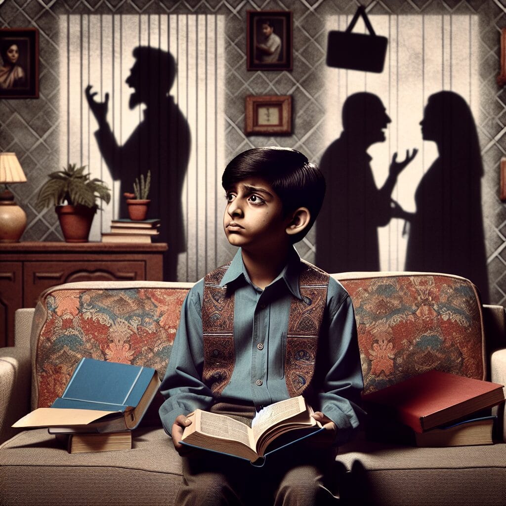 تصویری از کودکی که به دلیل تعارضات والدین دچار سردرگمی شده است.