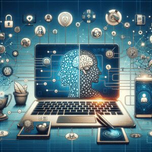 تصویر برنامه‌های دیجیتالی روانشناسی و روانپزشکی با دستگاه‌های هوشمند و نمادهای فناوری، اثربخشی و چالش‌ها را نشان می‌دهد.