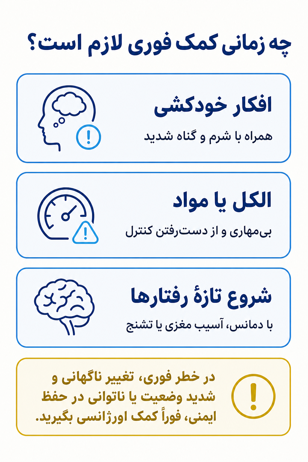 اینفوگرافیک علائم هشدار فوری در اختلال سادیسم جنسی شامل نشانههایی که نیاز به کمک تخصصی فوری دارند.