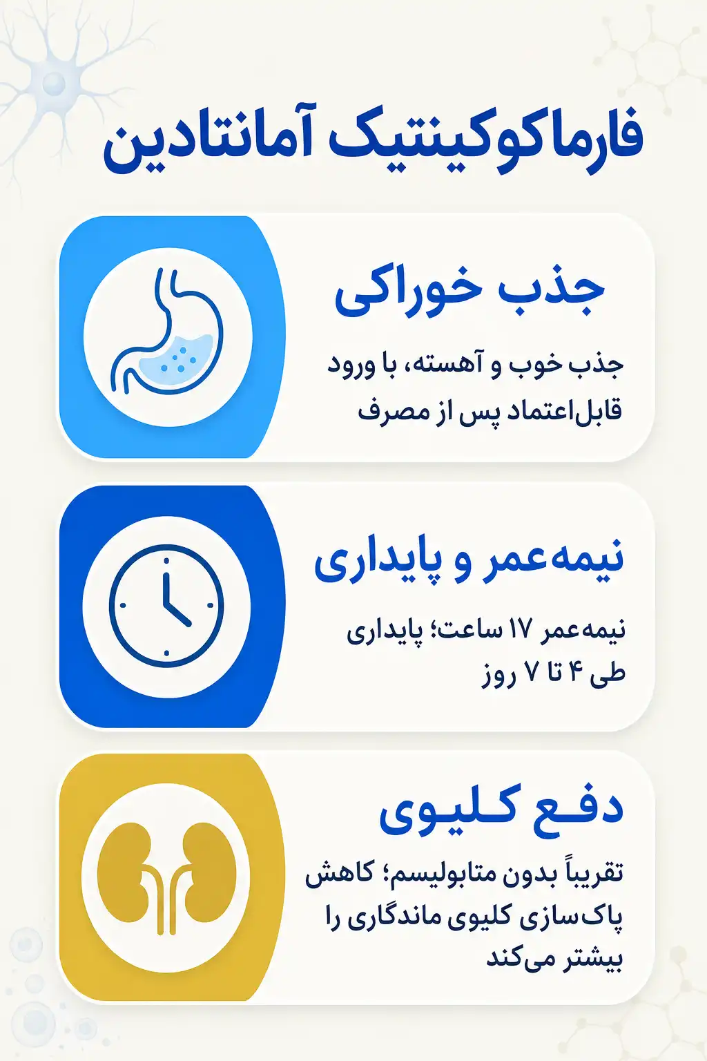 اینفوگرافیک فارماکوکینتیک و مسیر آمانتادین در بدن