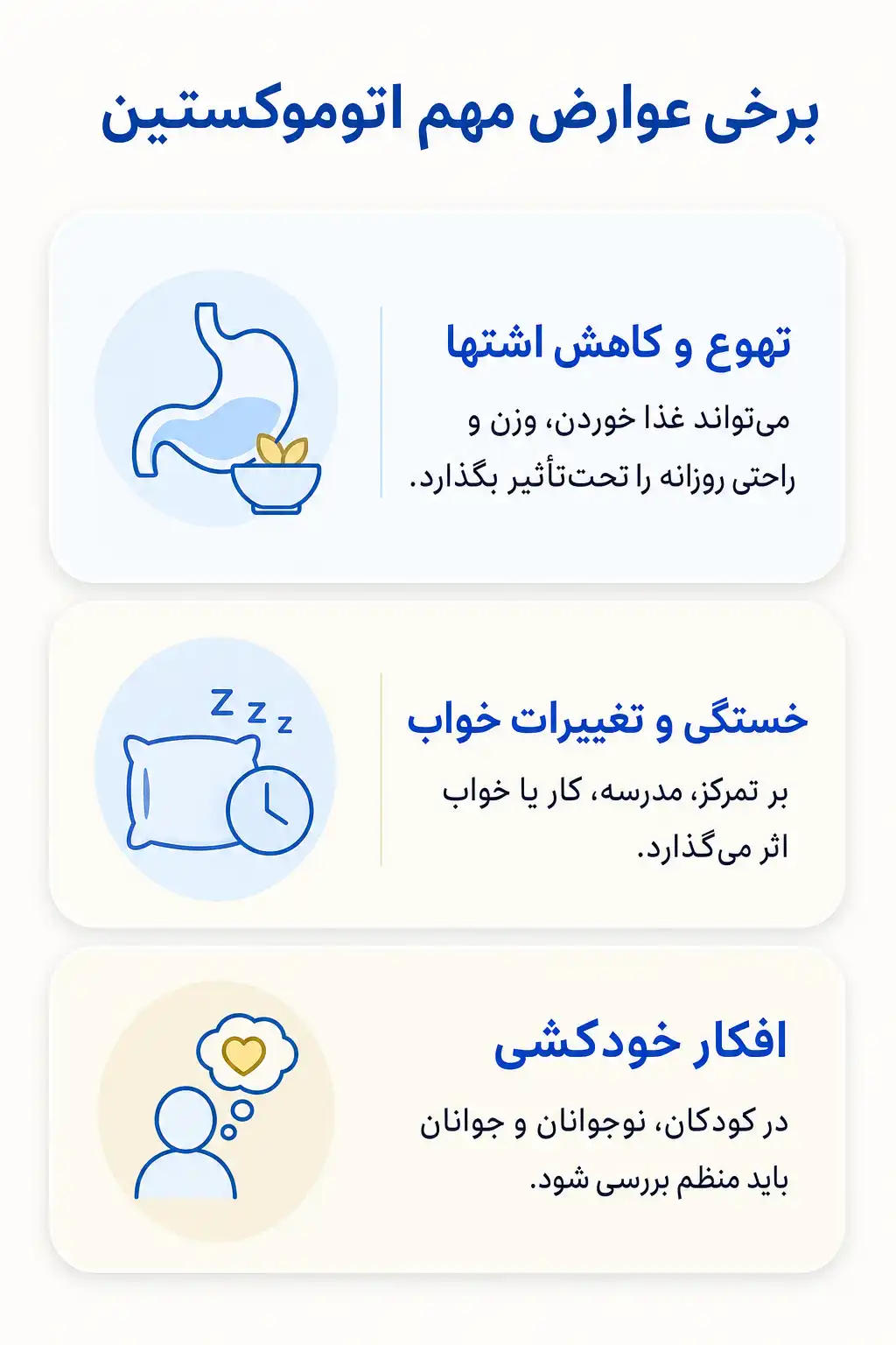 اینفوگرافیک عوارض جانبی مهم اتوموکستین