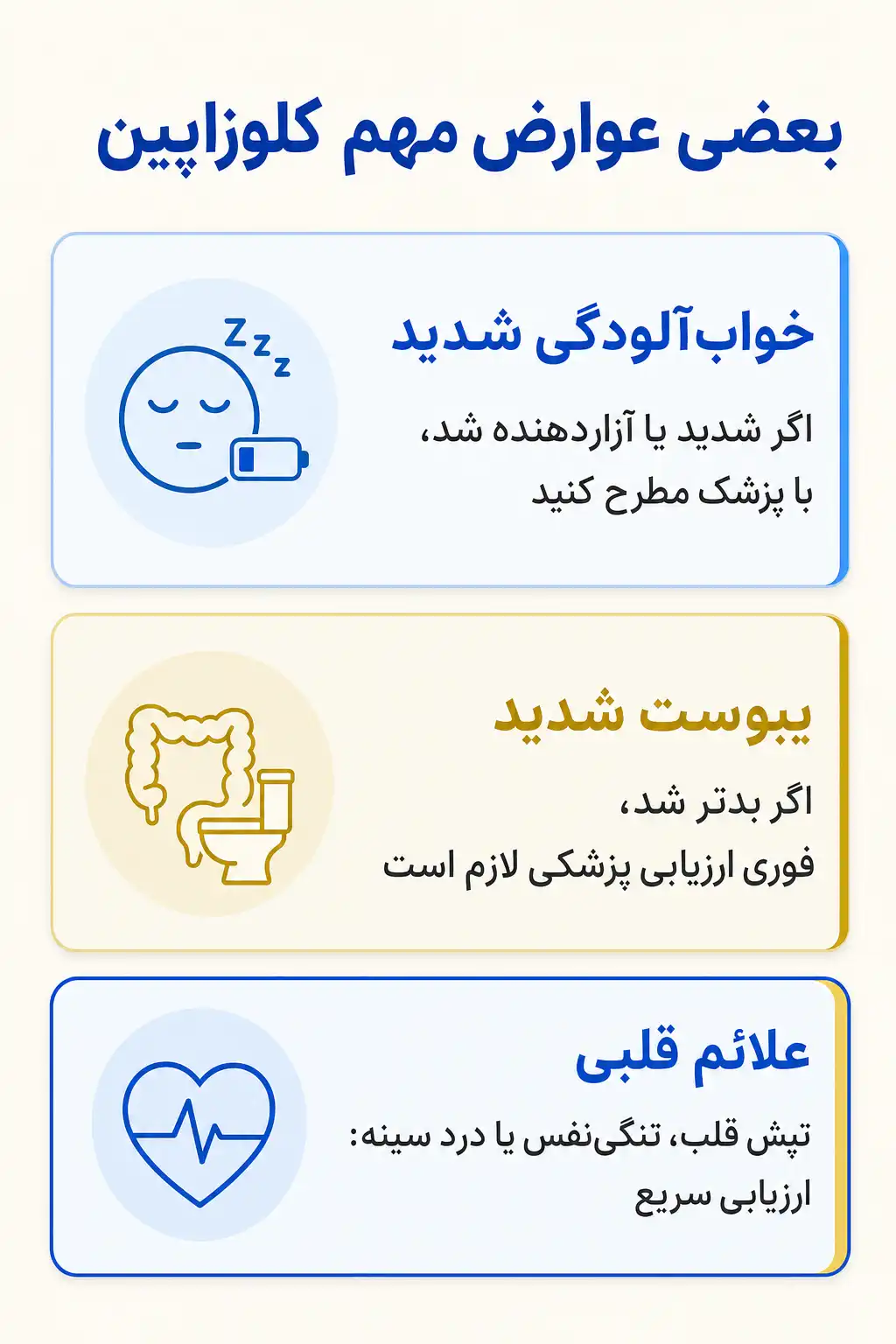 اینفوگرافیک عوارض جانبی مهم کلوزاپین