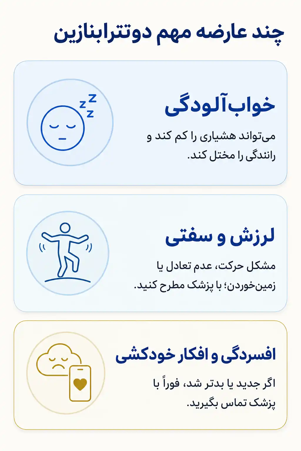 اینفوگرافیک عوارض جانبی مهم دوتترابنازین