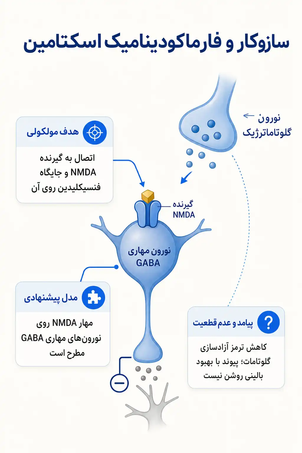 اینفوگرافیک مکانیسم اثر و فارماکودینامیکاسکتامین