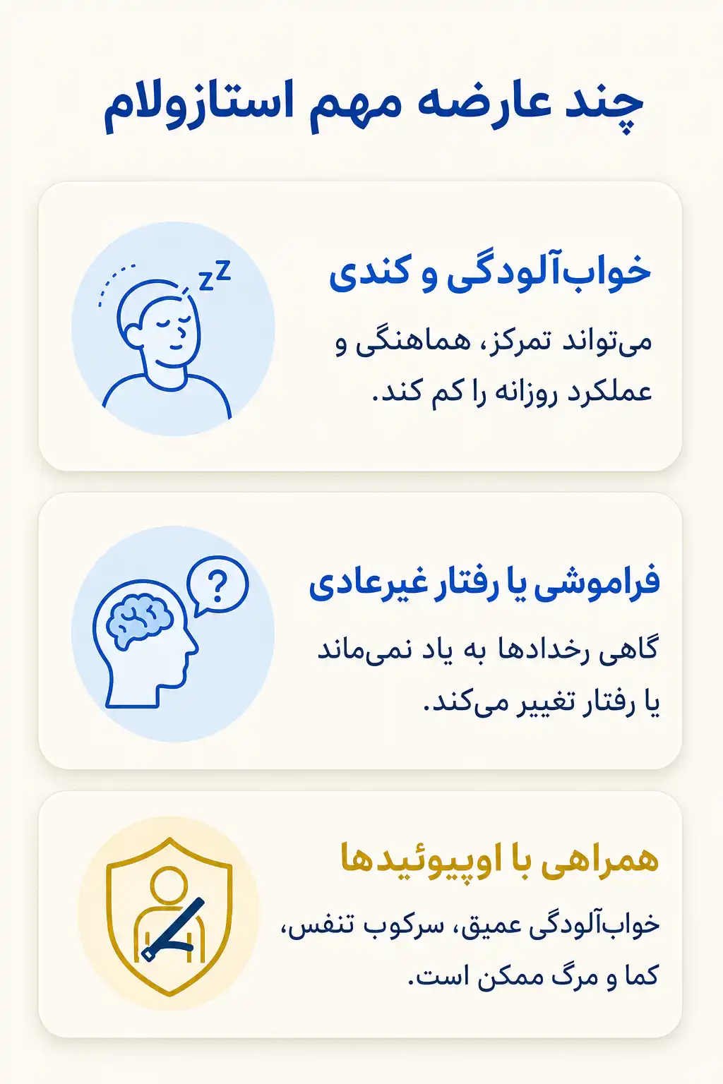 اینفوگرافیک عوارض جانبی مهم استازولام