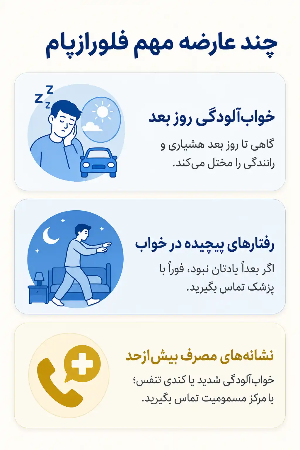 اینفوگرافیک عوارض جانبی مهم فلورازپام