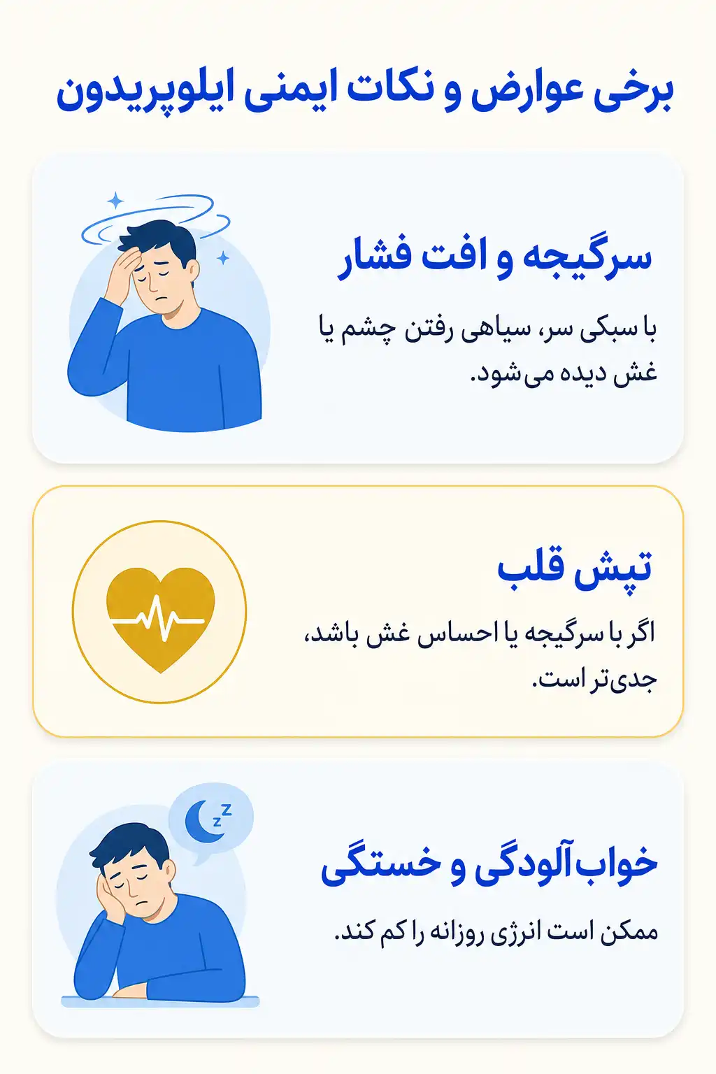 اینفوگرافیک عوارض جانبی مهم ایلوپریدون