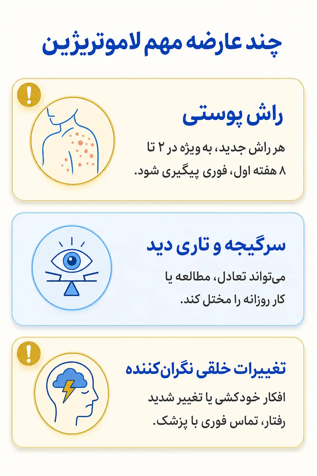 اینفوگرافیک عوارض جانبی مهم لاموتریژین